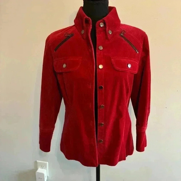 Red Corduroy Women's Top - Picture 2 of 10